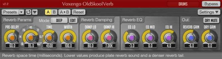 Free Vocal VST Plugins - Voxengo OldSkoolVerb
