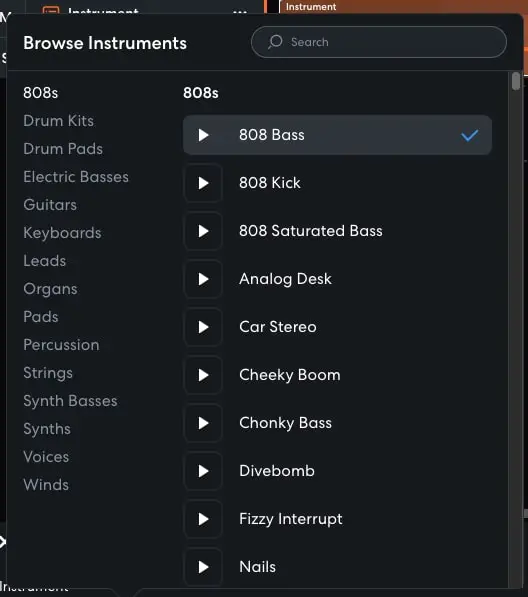 Bandlab Instrument Browser