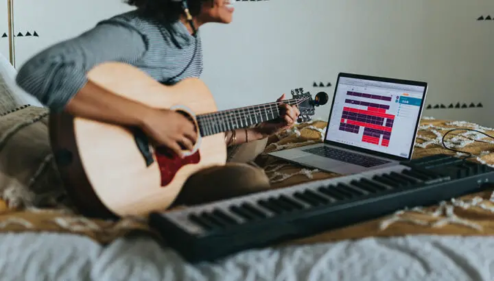 Guitar, Laptop, Keyboard, Music Software
