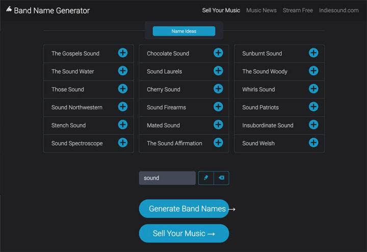 Indie Sound Name Generator 