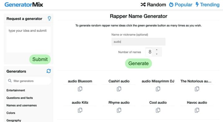 Generator Mix  Artist Name Generator