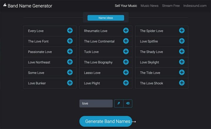 Indiesound Name Generator | creative Song Titles