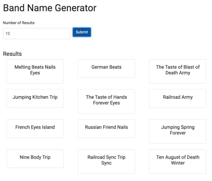 Generators Lists | Random Band Name Generator