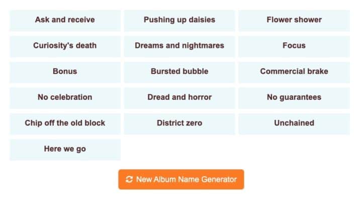 Cool Generator Album Name Generator