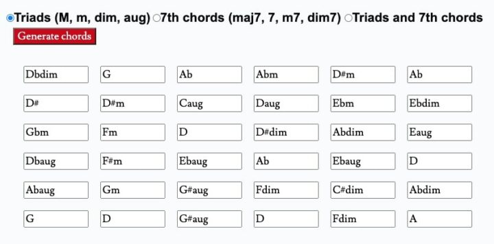 Random Chord Generator | Major Chord & Minor Chord