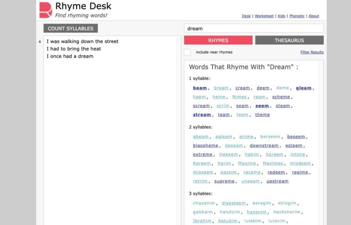 Rhyme Desk
