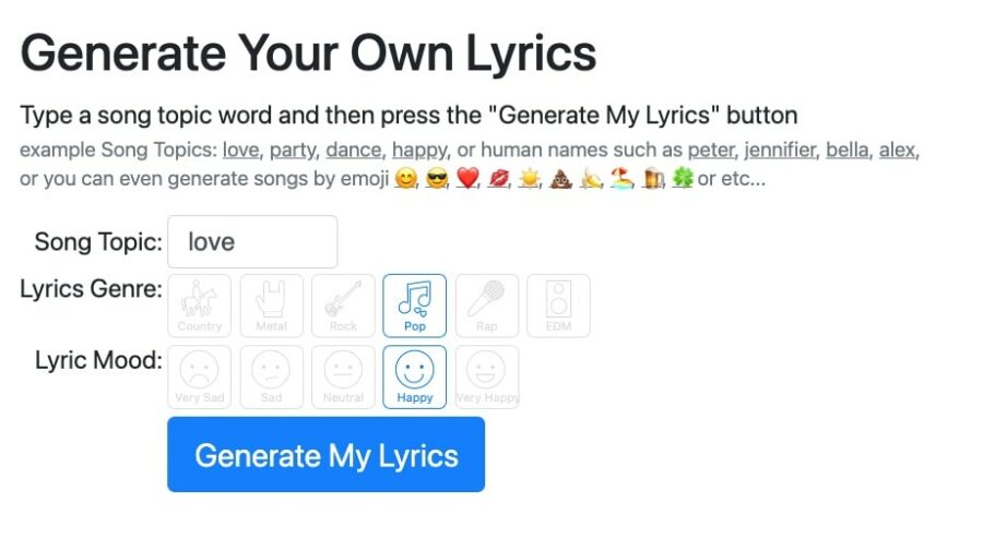 14 FREE Online Song Lyric Generator Apps For Songwriters!