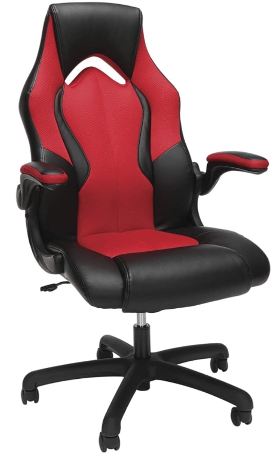 OFM ESS-3086-RED High-Back Racing Style Bonded Leather Gaming Chair
