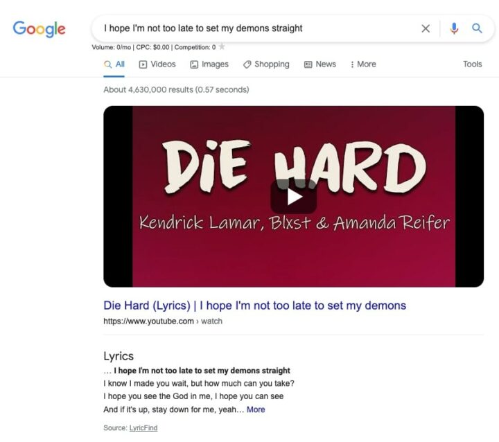 Search Google By Song Lyrics