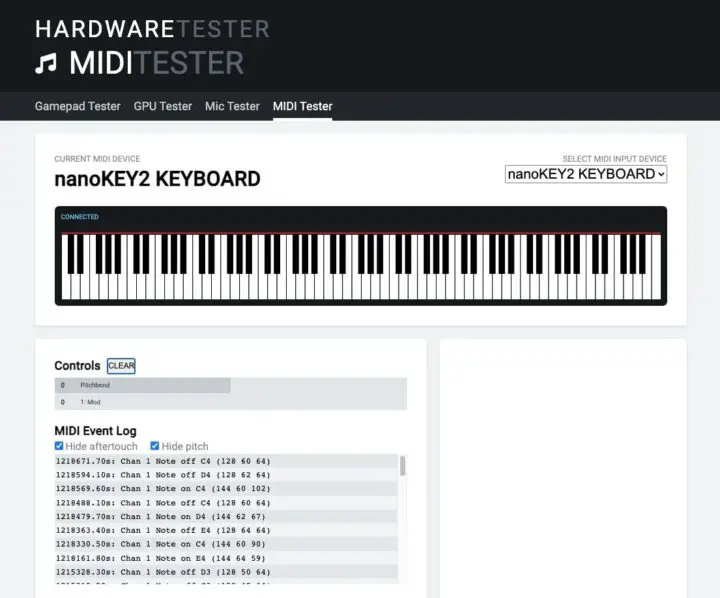 Online MIDI Keyboard Tester 